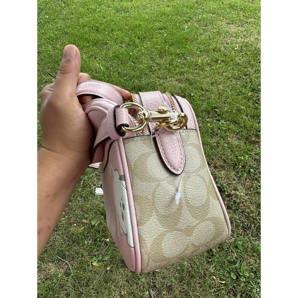Disney X Coach 101 Dalmatians Signature Pink Pebbled Leather Crossbody Purse New